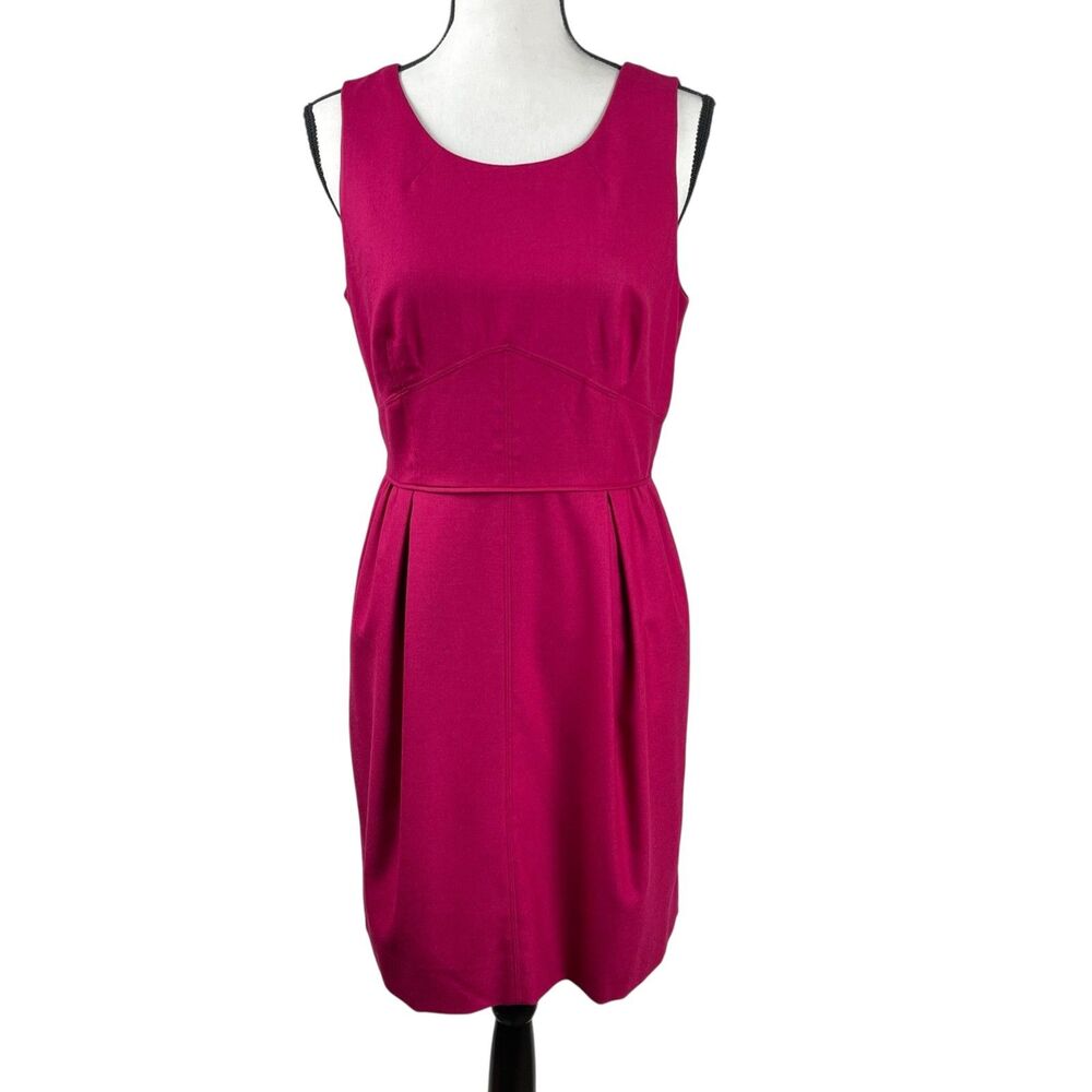 J Crew Shift Dress Women’s Size 8 Magenta Wool Blend Sleeveless Scoop‑Neck NWT